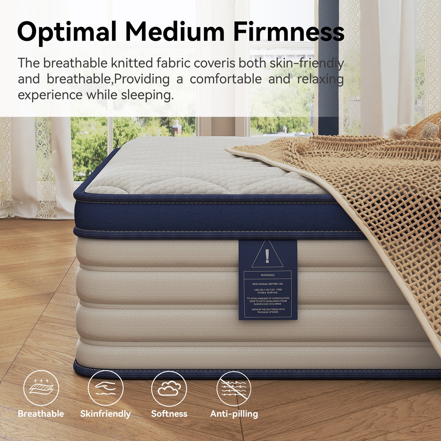 HSUNNS 12-inch Queen Mattress in a Box, Cooling Gel Memory Foam Hybrid Mattress for Support & Pressure Relief, Medium Firmness, CertiPUR-US Certified, Adults