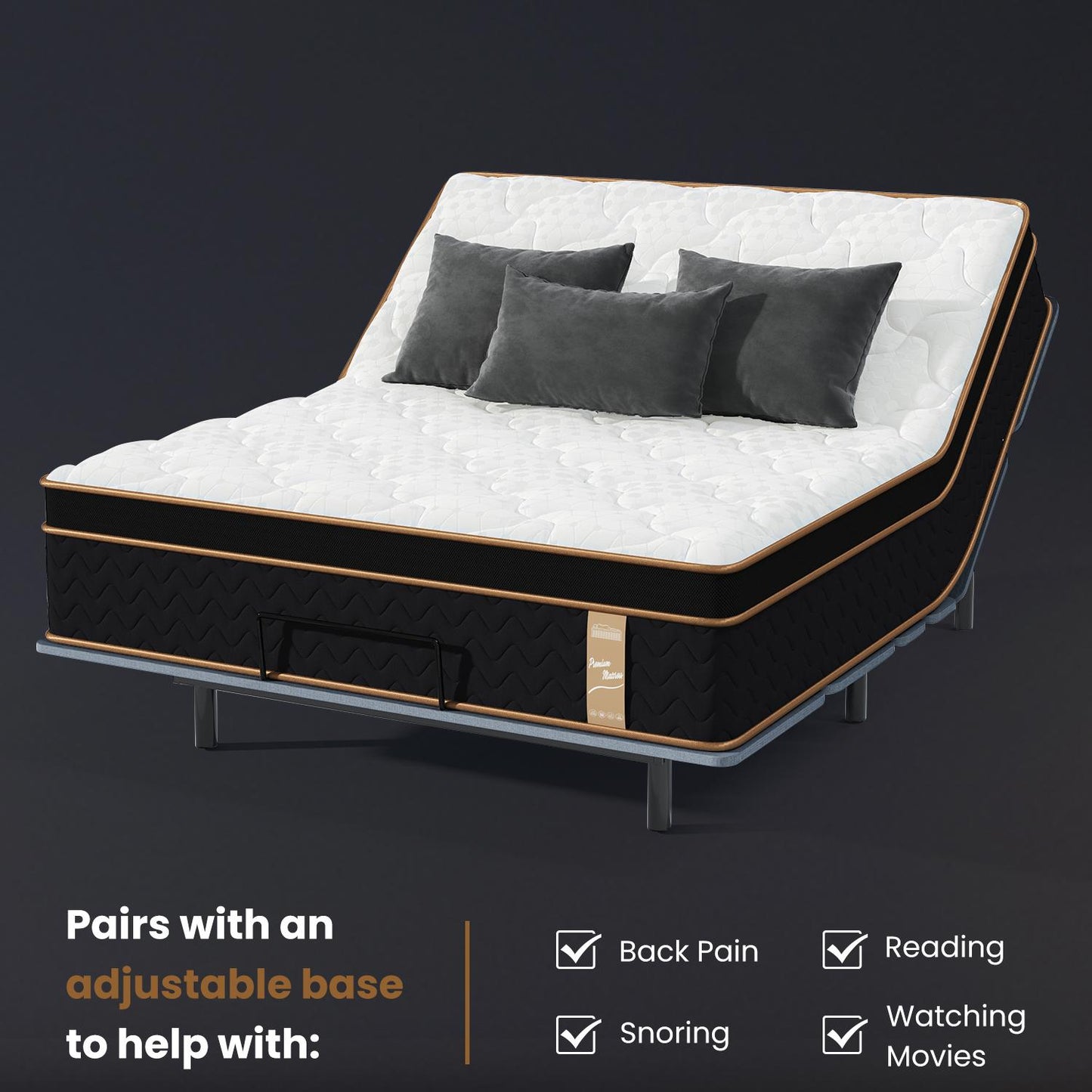 10 Inch King Mattress in a Box, HSUNNS Hybrid Mattress with Gel Memory Foam and Individual Pocket Spring, Fiberglass-Free Mattress, CertiPur-US and OEKO-TEX Certified, Black