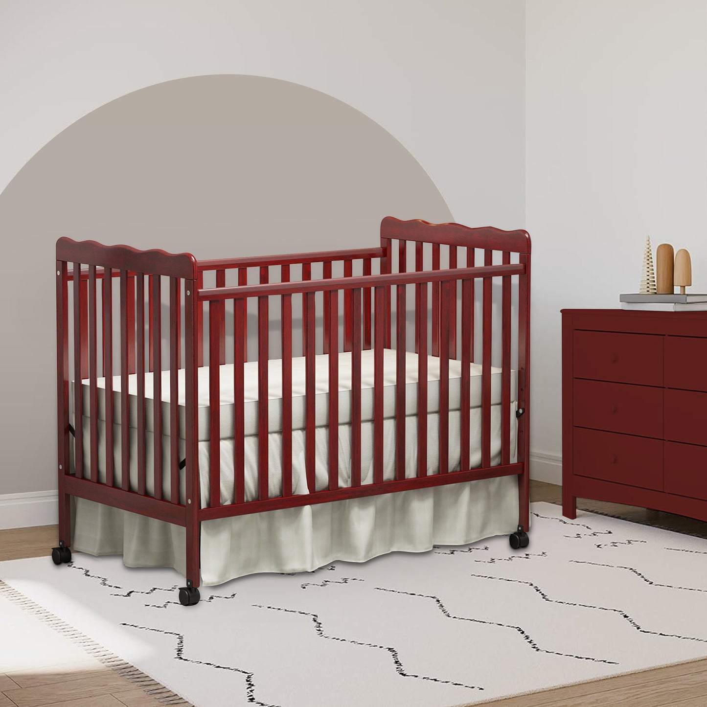 HSUNNS 3-in-1 Convertible Crib In Espresso, Certified Baby Safe Crib, Non-Toxic Finish, Converts from Baby Crib to Toddler Bed, Daybed, and Full-Size Bed, With 3 Adjustable Mattress Height Settings