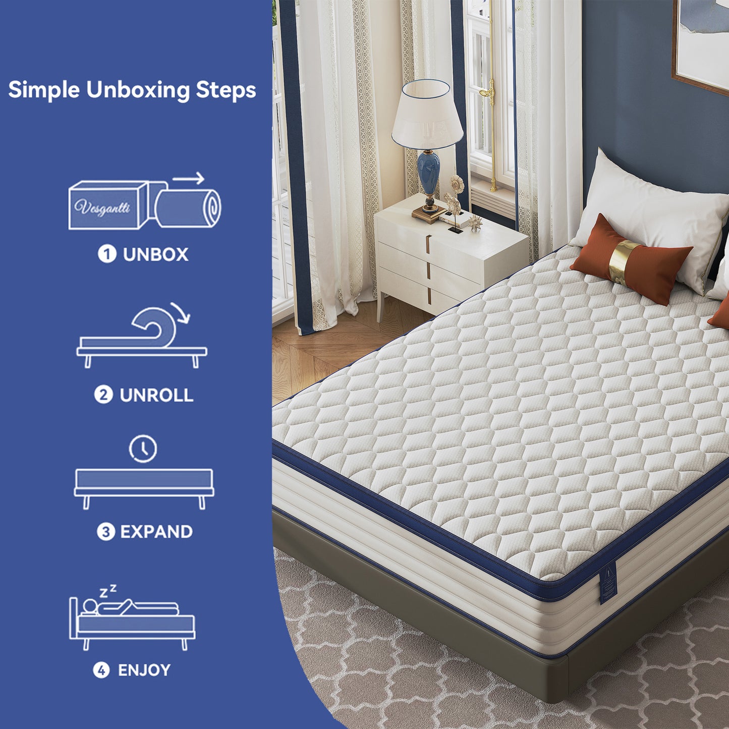 HSUNNS 12-inch Queen Mattress in a Box, Cooling Gel Memory Foam Hybrid Mattress for Support & Pressure Relief, Medium Firmness, CertiPUR-US Certified, Adults