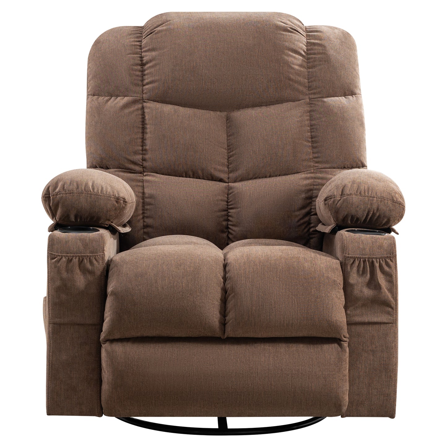 HSUNNS Manual Recliner Chair with Heat and Massage Function, USB and Cup Holders, Elderly Single Fabric Recliner Rocker Sofa Swivel Glider Chair for Nursery Living Room Home Theater Office, Gray