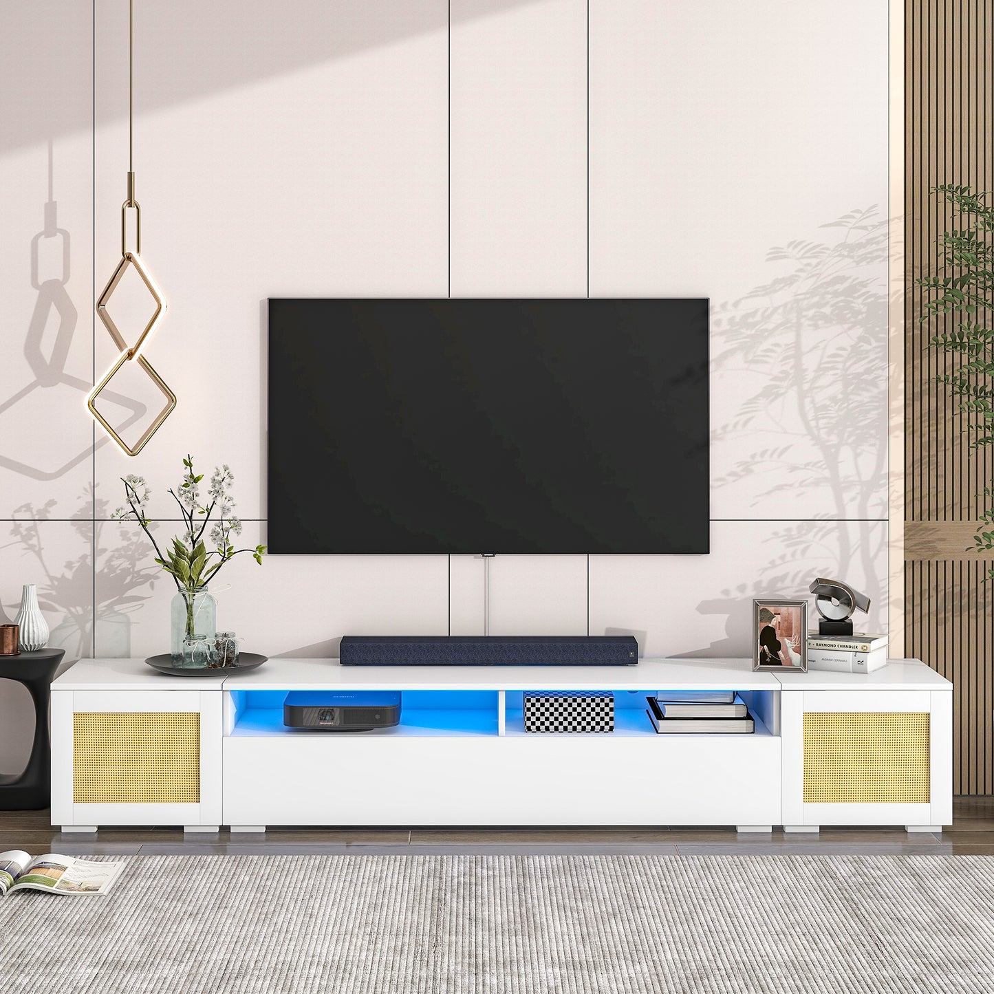 HSUNNS Entertainment Center for Up to 86" TVs with Drawers and Shelves, Modern RGB LED TV Stand Cabinet with Lights for Living Room Bedroom, Media Storage Stand, 78.74x17.72x13.78in, Black