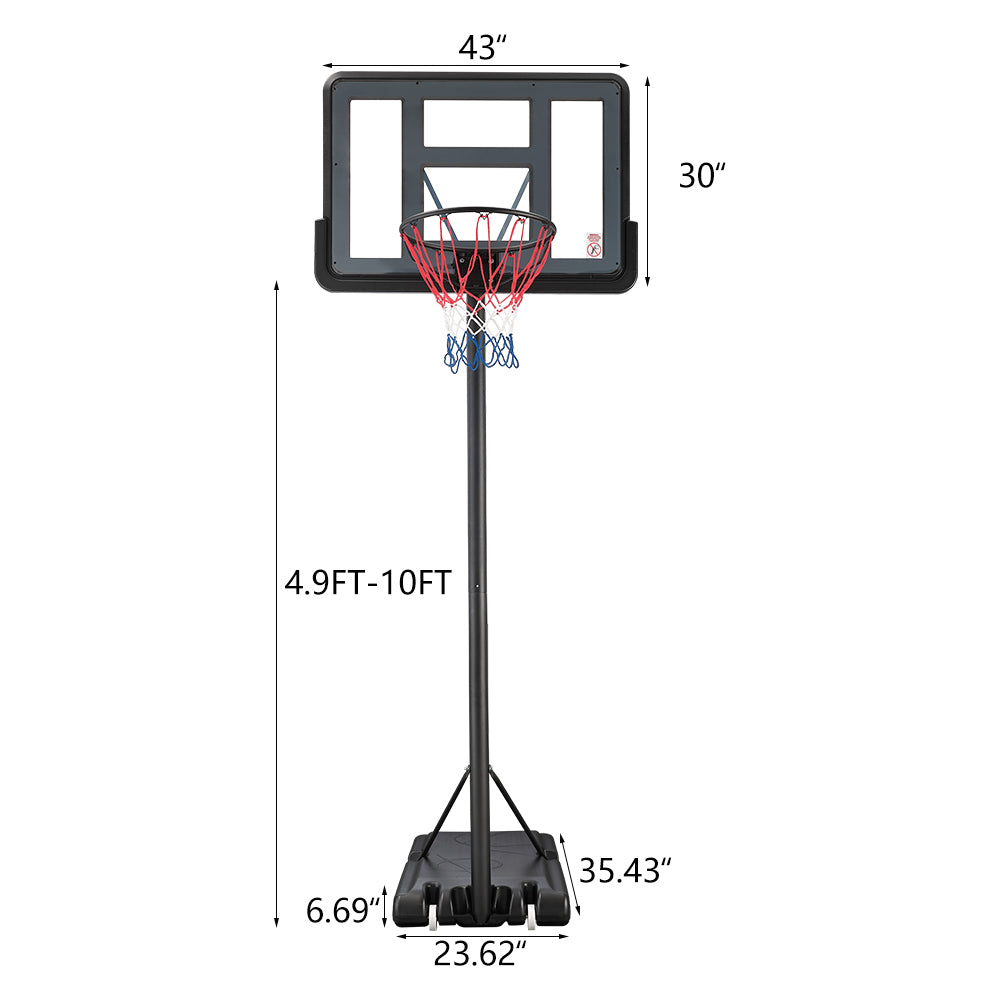 Portable Basketball Hoops, HSUNNS Outdoor Basketball Stand with 5.6 to 7ft Adjustable Height, Outdoor Basketball System Goal for Teenagers with Wheels