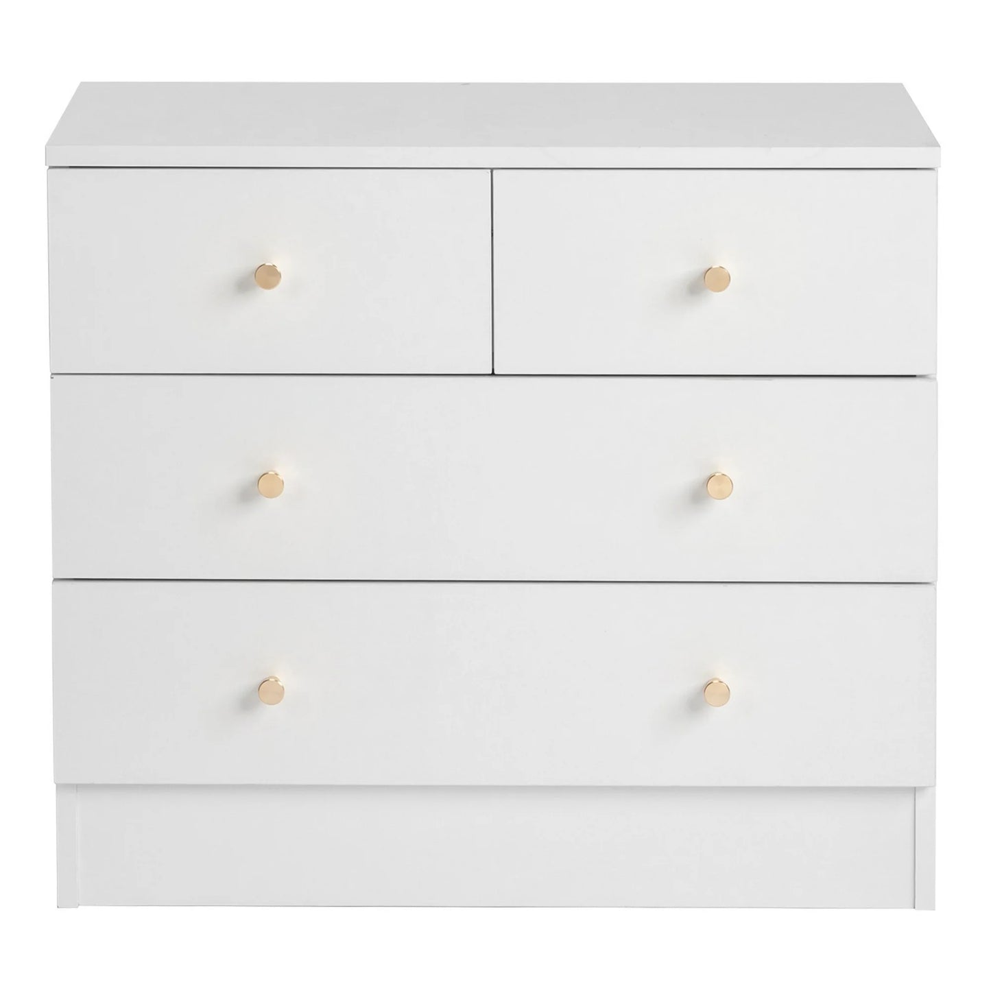 HSUNNS White 4 Drawer Dresser, Storage Cabinet with Easy Pull Handle for Living Room and Bedroom, Chest of Drawers with 2 Small Drawers and 2 Big Drawers, Dresser Nightstand, White