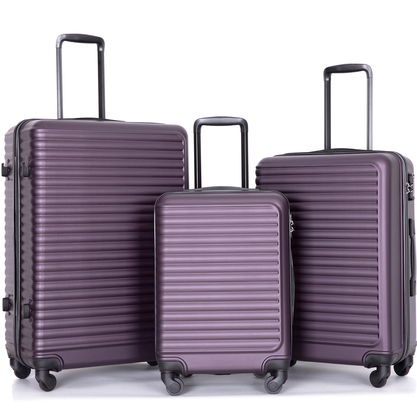 3 Piece Portable Luggage Set, Lightweight Carry on Luggage for Airplane Suitcase Set with Spinner Wheels and TSA Lock for Travel Trips Business, 3-in-1 Portable ABS Trolley Case, 20" 24" 28", Purple