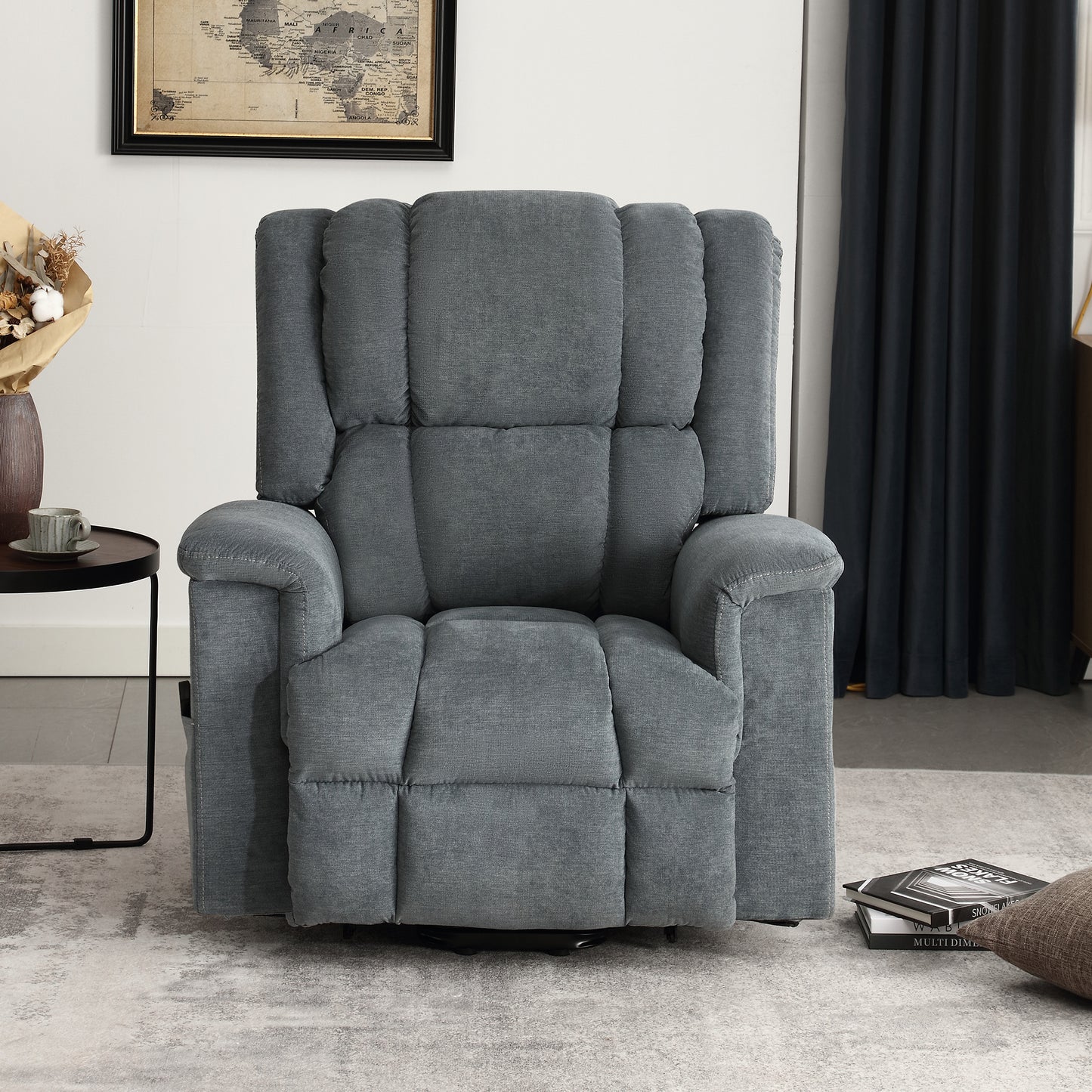 HSUNNS Power Lift Recliner Chair for Elderly Adults, Modern Fabric Electric Lounge Chair Single Sofa with Heat and Massage, Side Pockets, 150 Degrees Adjustment Recliner for Living Room, Grey