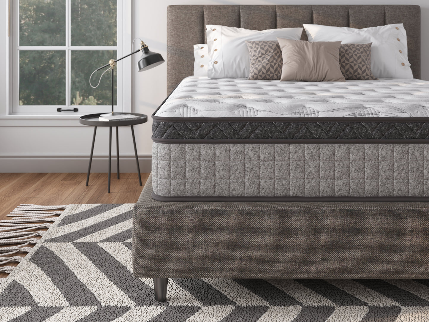 King Mattress 10 Inch, SYNGAR Hybrid Mattress in a Box, Mid-Firm Cooling Gel Memory Foam Mattress with Pocket Spring, CertiPUR-US and Oeko-Tex Certified, Gray