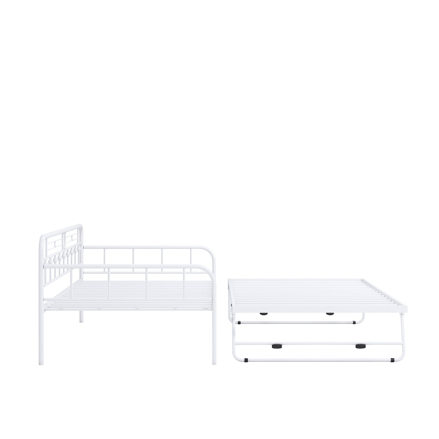 Twin Daybed with Trundle, HSUNNS Twin Size Metal Daybed With Pop Up Trundle Bed, Metal Platform Sofa Bed for Living Room, Black