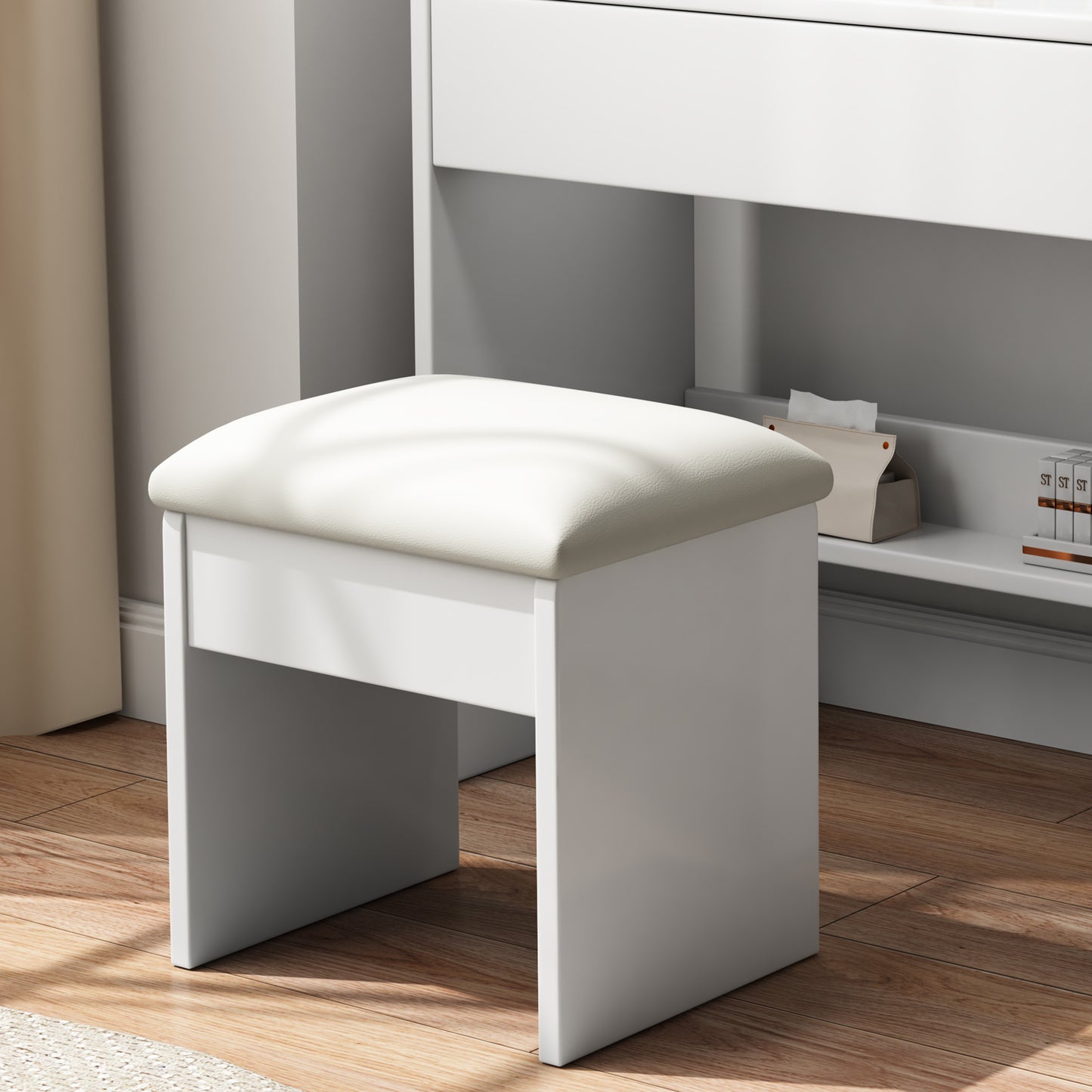 HSUNNS Vanity Set with Lighted Mirror, Modern 3 Drawers Makeup Dressing Desk, Vanity Table Desk with Storage, Bedroom Vanities Set for Girls and Women, White