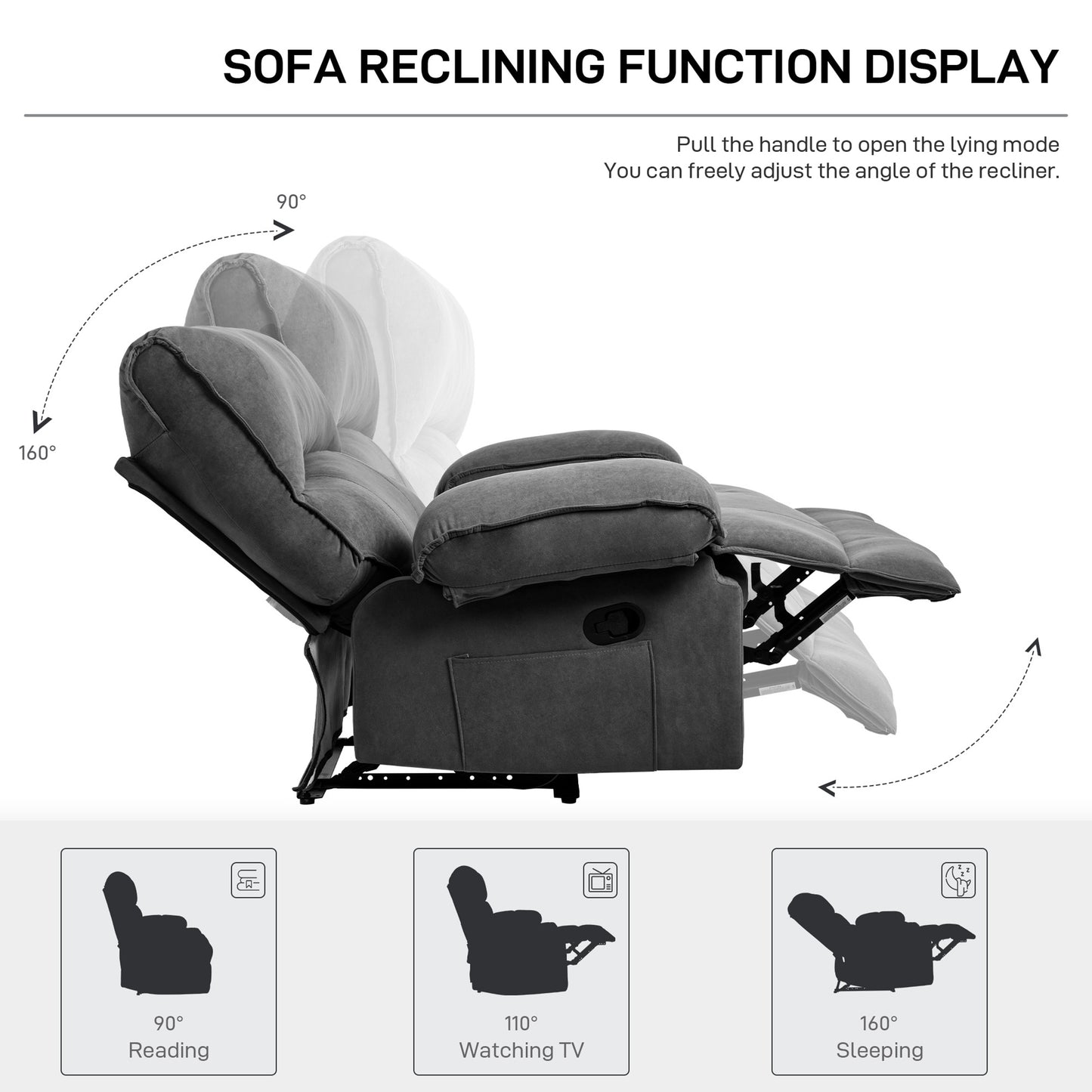 HSUNNS Oversized Recliner Chairs for Adults, 35 Inch Wide Manual Recliner Chair with Massage and Heat for Living Room, Single Reclining Sofa with Side Pocket, Easy Assembly, Gray