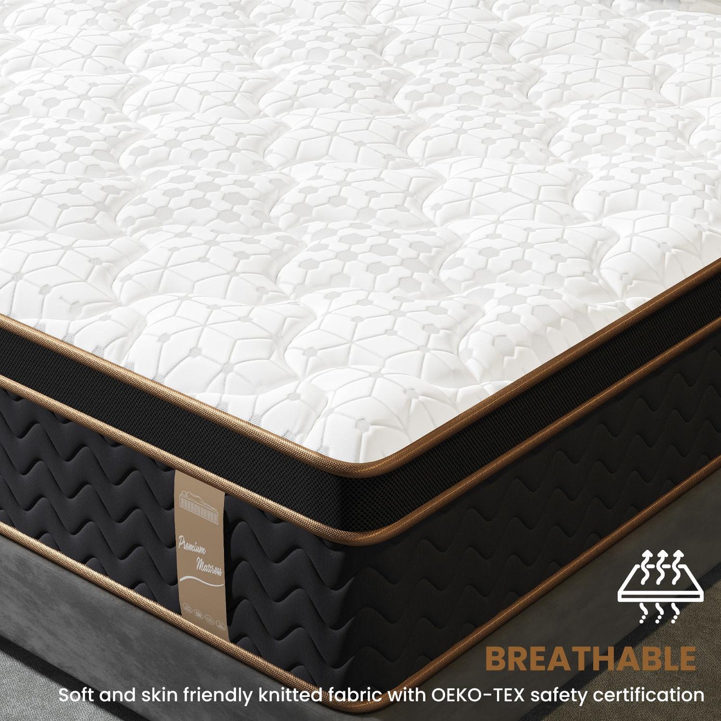 10 Inch King Mattress in a Box, HSUNNS Hybrid Mattress with Gel Memory Foam and Individual Pocket Spring, Fiberglass-Free Mattress, CertiPur-US and OEKO-TEX Certified, Black