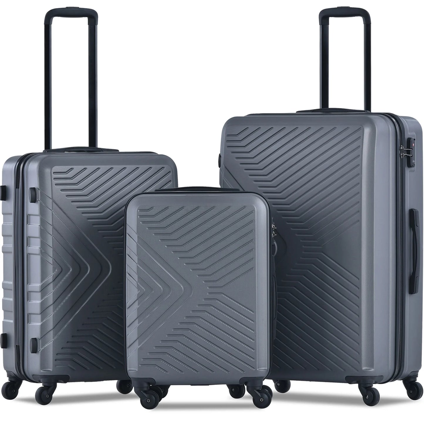 3 Piece Hardshell Luggage Sets, Carry on Luggage ABS Spinner Suitcase Travelling with TSA Lock, Spinner Wheels for Trips Business, Travel Suitcase Bags for Men Women Kids, 20/24/28 Inch, Blue