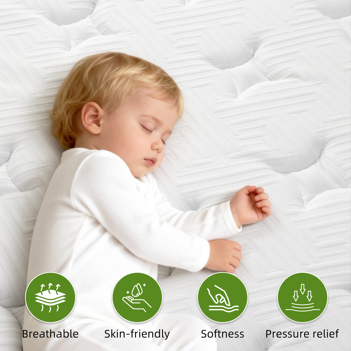 Twin Mattress 12", HSUNNS Hybrid Mattress with Gel Memory Foam and Independent Pocket Springs, Mattress in a Box, Medium Firm, Pressure Relief & Support, White