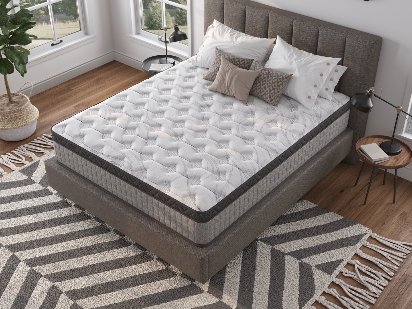 King Mattress 10 Inch, SYNGAR Hybrid Mattress in a Box, Mid-Firm Cooling Gel Memory Foam Mattress with Pocket Spring, CertiPUR-US and Oeko-Tex Certified, Gray