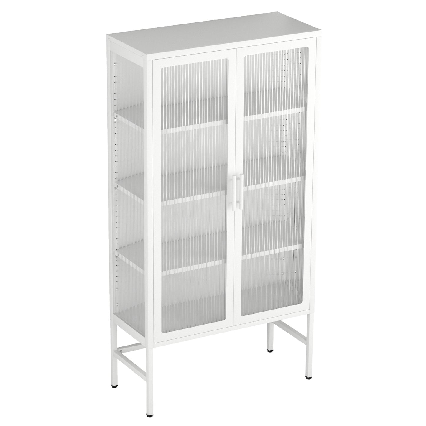 HSUNNS Storage Cabinet, Double Glass Doors Pantry Cabinet with Adjustable Shelves and Feet, Cold-Rolled Steel Sideboard Furniture for Bedrooms, Living Room, Pantry, Easy to Maintain, Black