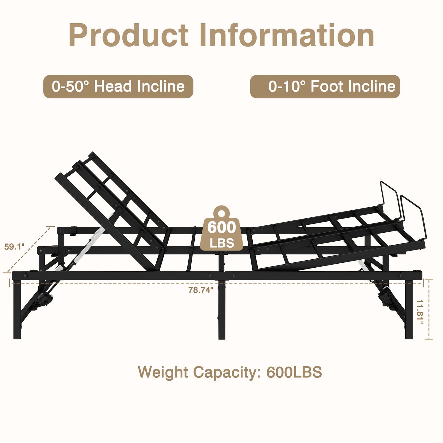 HSUNNS Electric Queen Adjustable Bed Frame with 4 Motor, Metal Adjustable Bed Base with Wireless Remote Independent Head and Foot Incline, Zero Gravity, Low-Noisy, Easy Assembly