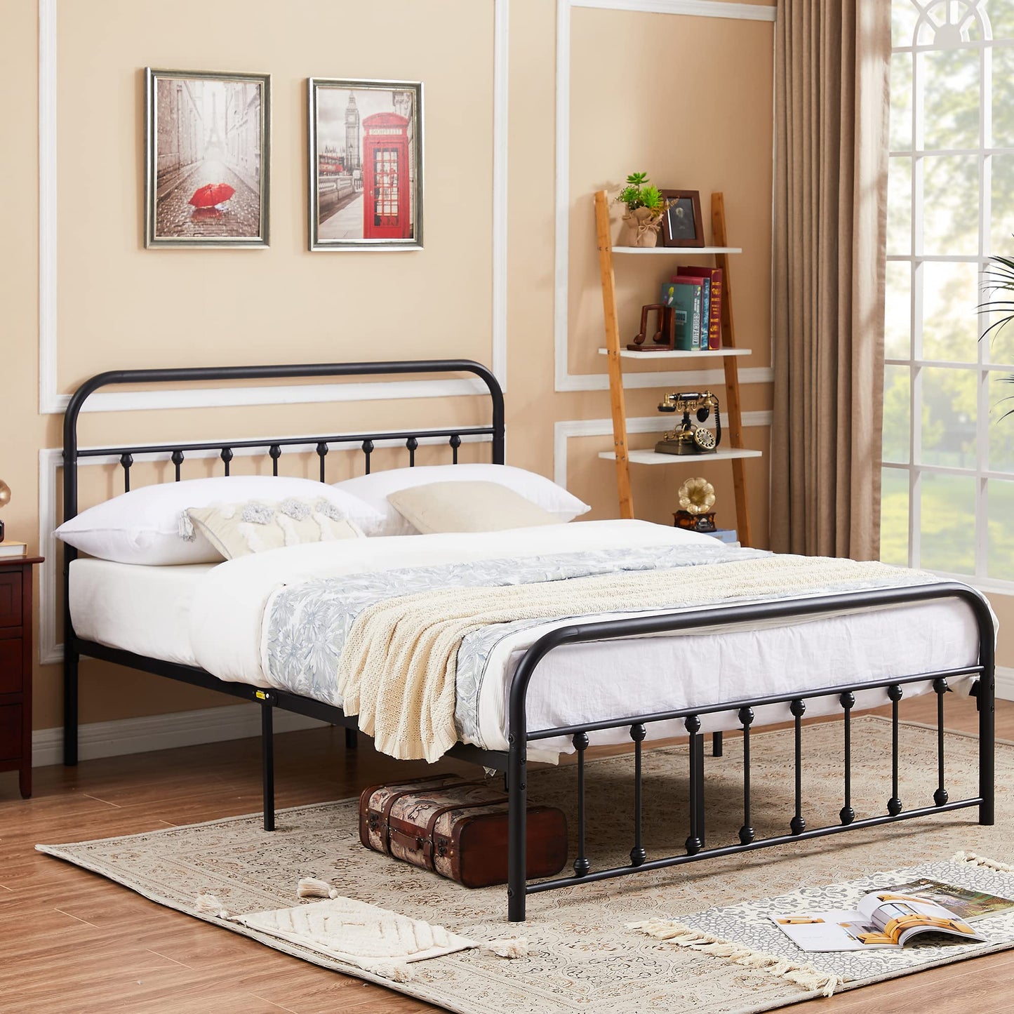 Twin Size Iron Bed Frame, HSUNNS Black Twin Size Metal Bed Frame with Headboard & Footboard, Heavy Duty Metal Platform Bed Frame Twin Size, No Box Spring Needed, 300lbs Weight Capacity