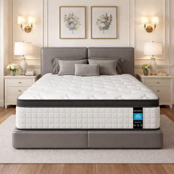 HSUNNS 10" Queen Size Mattress with Breathable Fabric, 7-Zoned Cool Memory Foam Mattress for Sleep Support and Pressure Relief, Medium Firm Mattress