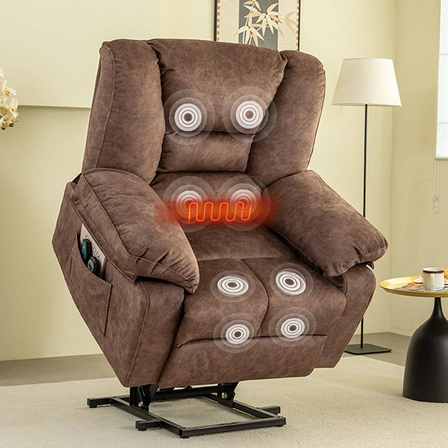 HSUNNS Lift Recliner Chair, Recliners with Heat Therapy and Massage Function, Ergonomic Lounge Electric Single Sofa with Massage Timer for Living Room Home Theater, Easy to Assemble, Gray