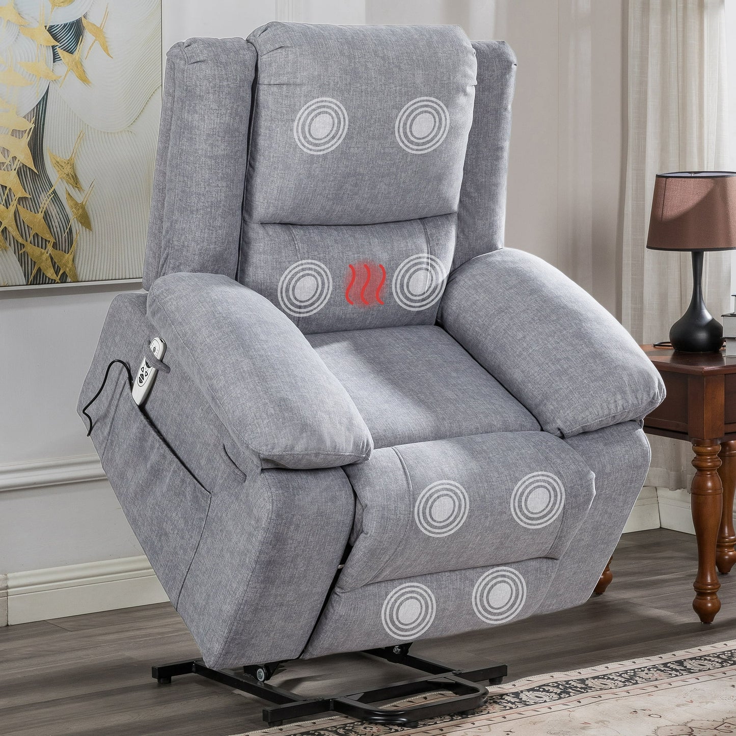 HSUNNS Lift Recliner Chair With Massage, Electric Power Recliners with Multi-Function Lifting and Cushion Heating for Adults and Elderly, Single Sofa with Side Pocket, Timing, Remote Control, Brown