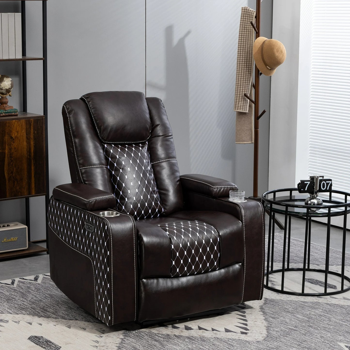 HSUNNS Zero Gravity Recliner with Storage Armrest and Cup Holder, Recliner with 2 charging modes on the side, Zero Gravity Recliner Tilt to 150 Degrees, Black