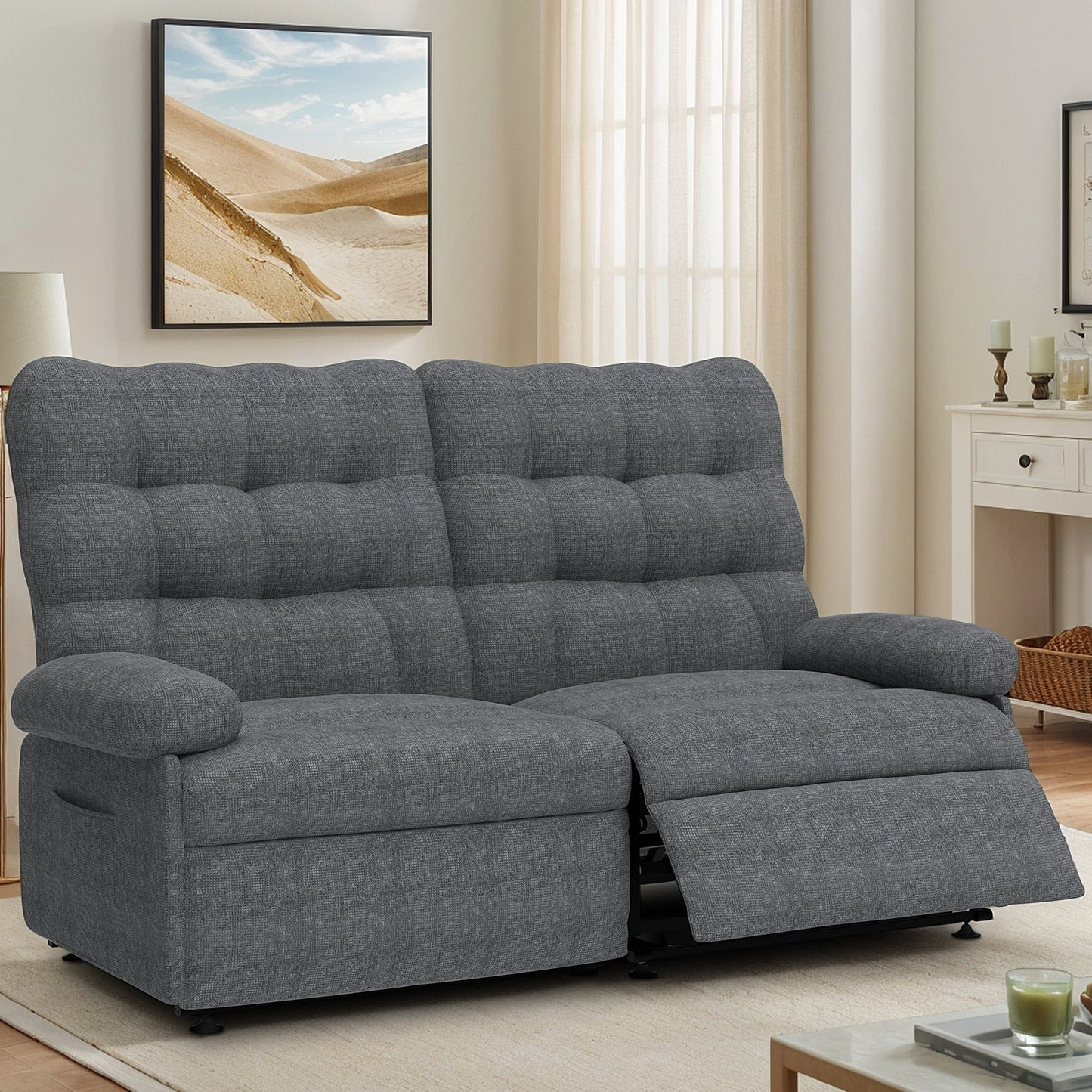 Electric Recliner Chair with Remote Control, Modern Ergonomic Lounge Recliner with Side Pocket for Adults and Elderly, Single Sofa for Living Room Home Theater, Brown