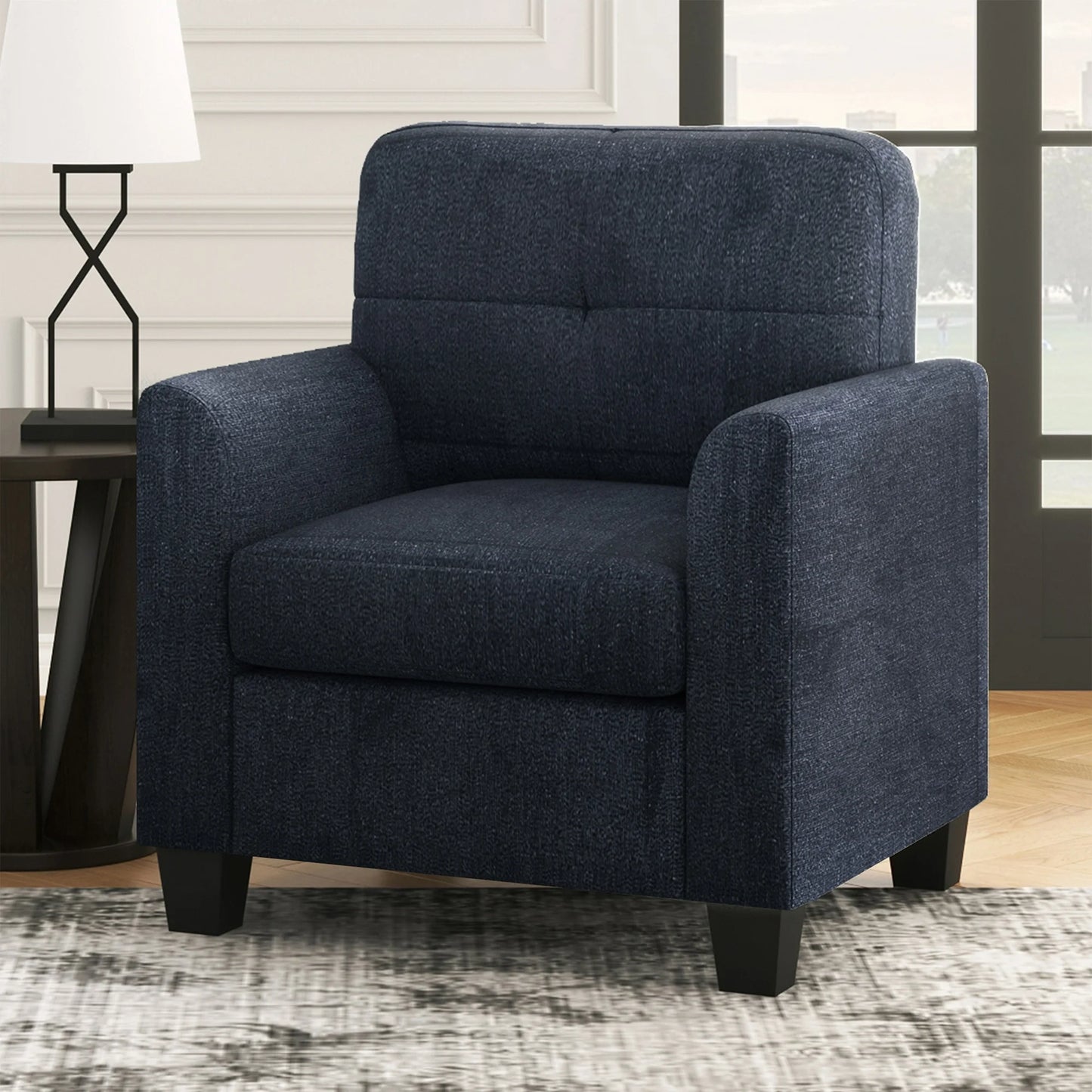 HSUNNS Accent Chair, Mid-Century Armchair with 2.6-inch Thick cushion and Button Tufted Back, Solid Wood Legs, Accent Armchair for Living Room and Bedroom, Reception Room, Beige