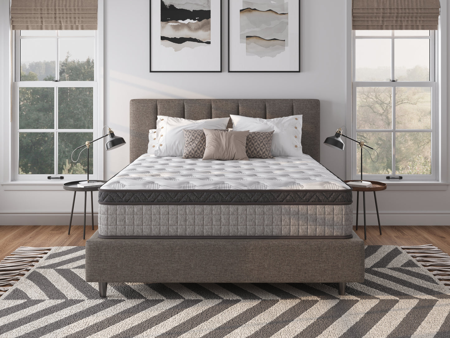 King Mattress 10 Inch, SYNGAR Hybrid Mattress in a Box, Mid-Firm Cooling Gel Memory Foam Mattress with Pocket Spring, CertiPUR-US and Oeko-Tex Certified, Gray