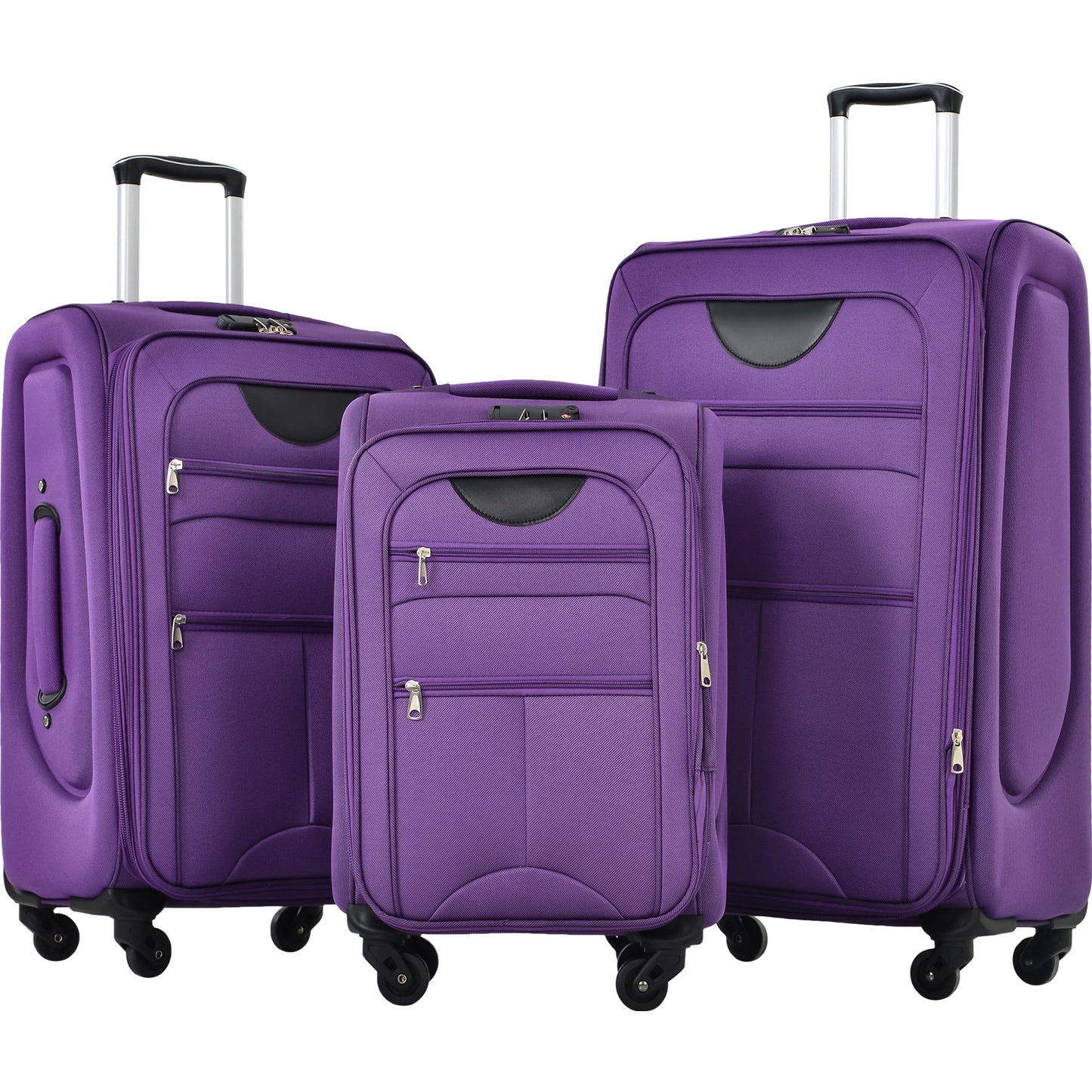 3 Piece Set Suitcase Spinner Wheels Softshell Carry on Luggage, Softside Expandable Lightweight Durable Suitcase Sets Travel Bag Set with TSA Lock for Men Women Teens Boys Girls, 20"24"28", Black