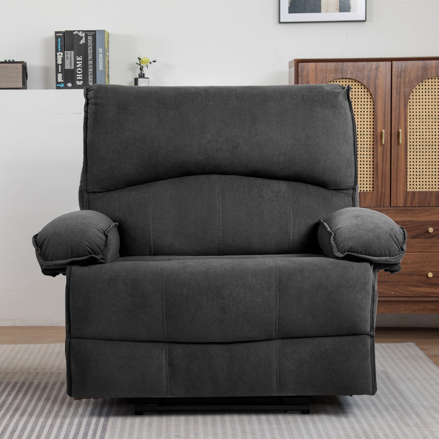 HSUNNS Oversized Recliner Chairs for Adults, 35 Inch Wide Manual Recliner Chair with Massage and Heat for Living Room, Single Reclining Sofa with Side Pocket, Easy Assembly, Gray