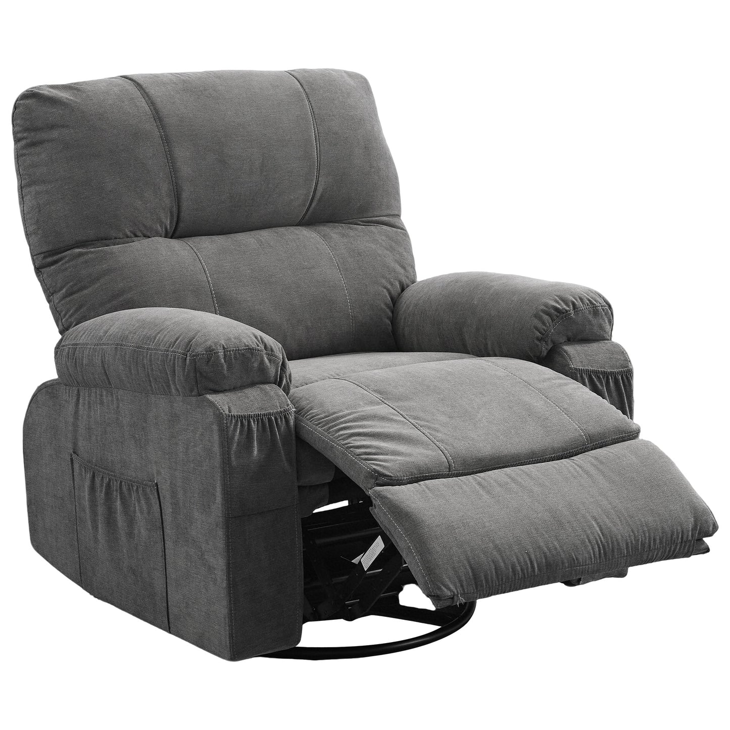 HSUNNS Swivel Recliner Chair for Adults, Oversized Recliner with 2 Side Pockets and 2 Front Pockets, Living Room Single Sofa Home Theater, Comfortable Backrest and Armrests, Light Brown