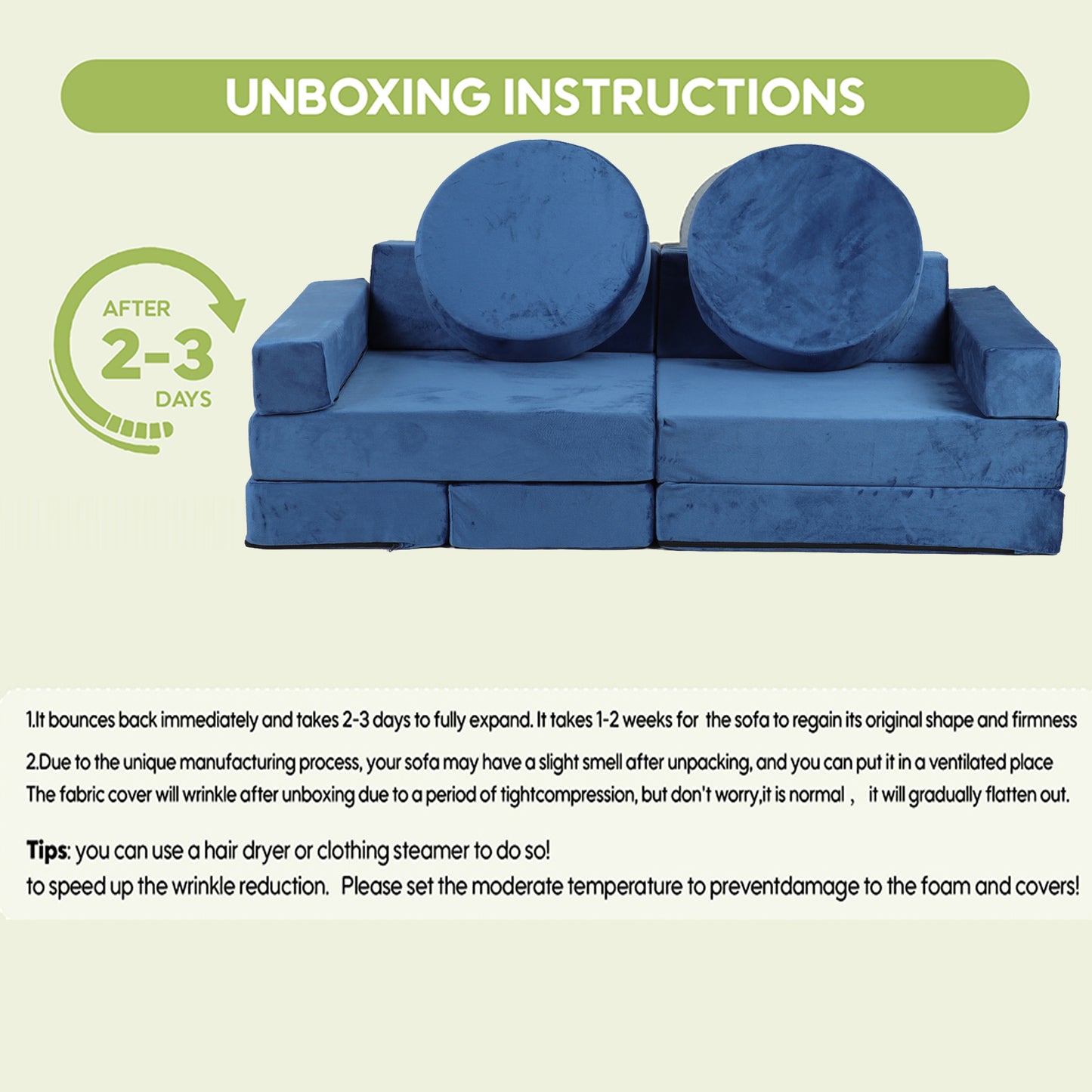 HSUNNS 14 PCS Kids Couch, Velvet Kids Play Modular Couch, Kids Sofa for Boys and Girls, Easy Assembly, Modular Play Sofa for Bedroom and Playroom, Gray