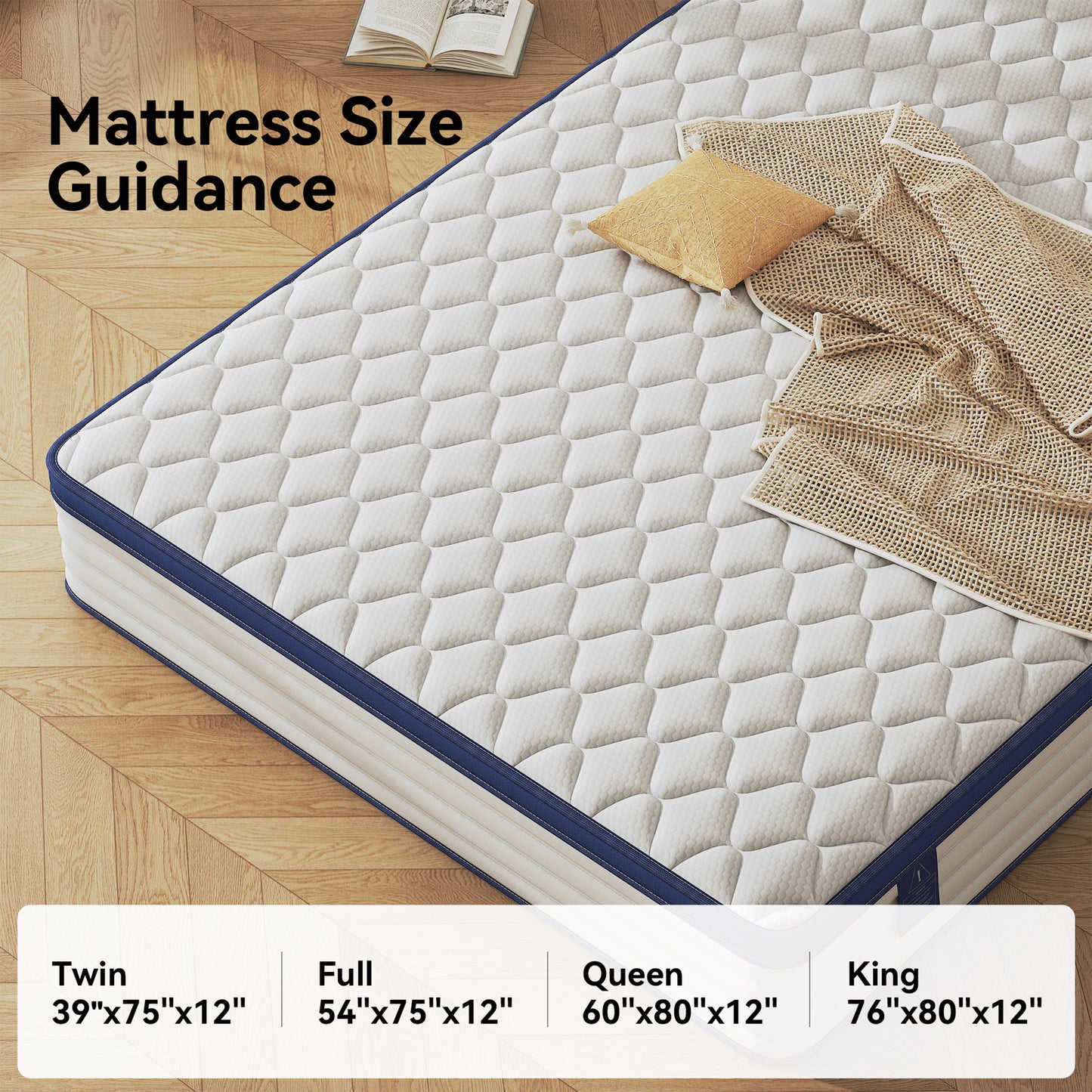 HSUNNS 12-inch Queen Mattress in a Box, Cooling Gel Memory Foam Hybrid Mattress for Support & Pressure Relief, Medium Firmness, CertiPUR-US Certified, Adults