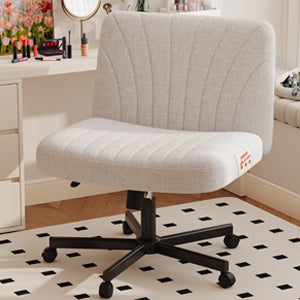 Armless Office Chair, Swivel Home Office Chairs, Criss Cross Desk Chairs with Wheels, Modern Swivel Accent Chair for Living Room with Adjustable Height, Gray