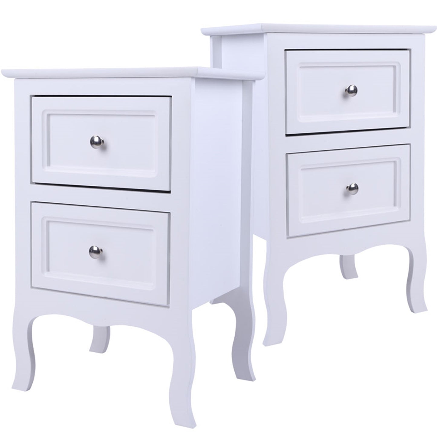 HSUNNS Set of 2 Nightstand Bedroom Bedside Table with Drawers Storage, Country Style Night End Table with Mental Handle, Suitable for Living Room Bedroom, Gray
