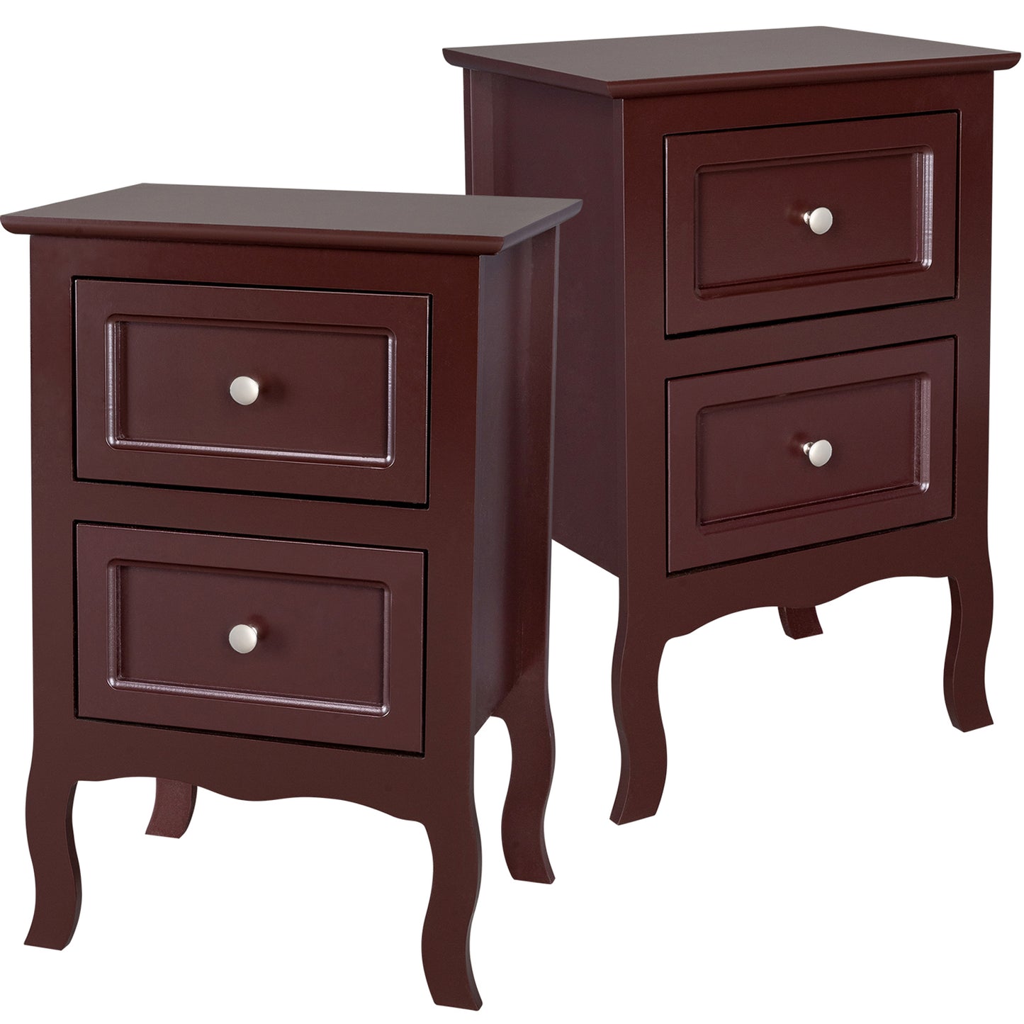 HSUNNS Set of 2 Nightstand Bedroom Bedside Table with Drawers Storage, Country Style Night End Table with Mental Handle, Suitable for Living Room Bedroom, Gray