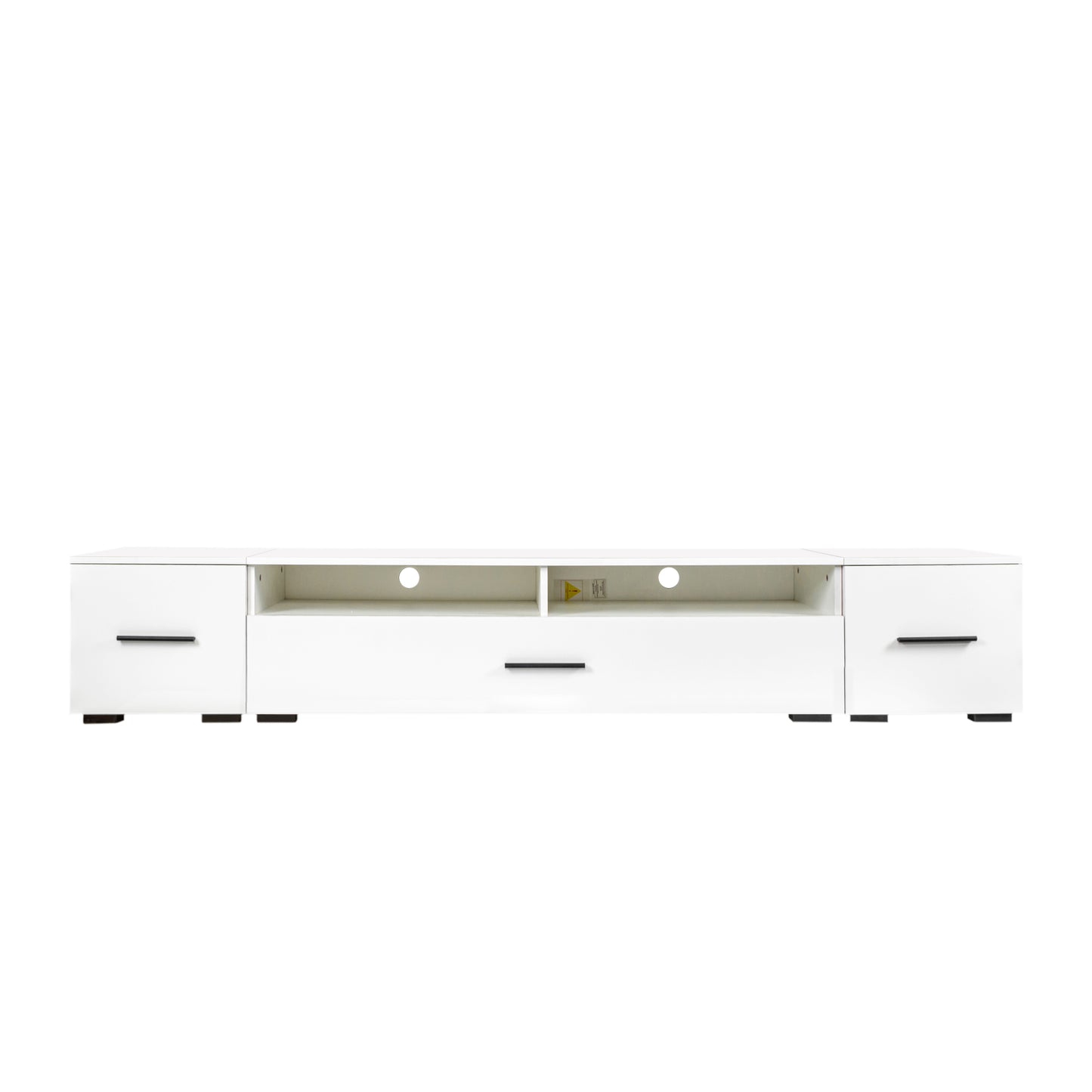 LED TV Stand for 86" TVs, HSUNNS Mid-century Entertainment Center for Living Room Bedroom, Media Storage Stand with 4 Drawers, RGB Backlights, Storage Shelf, 78.74x17.72x13.78in, White