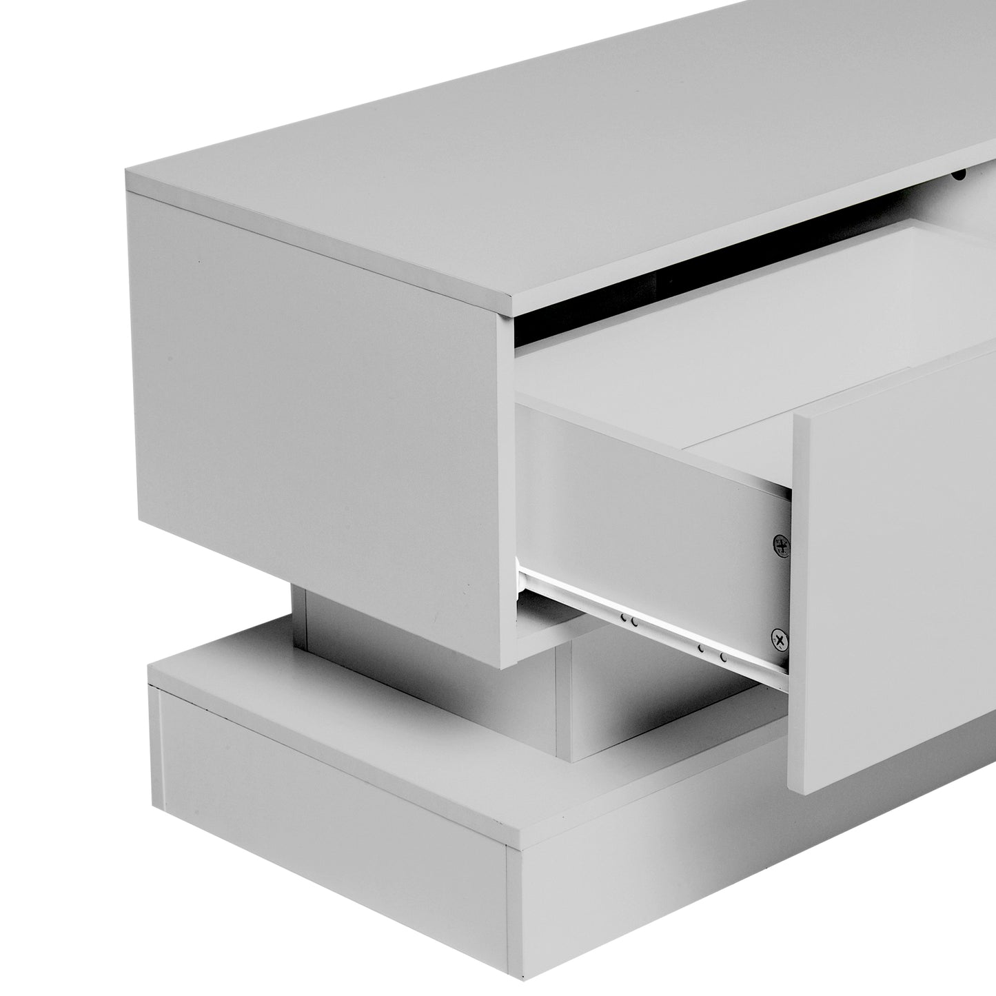 HSUNNS LED Entertainment Center for TVs Up to 65", Modern High Glossy Front TV Stand With Lights and 2 Drawers, Media TV Console for Living Room Bedroom, Size: 63x16x20in, White