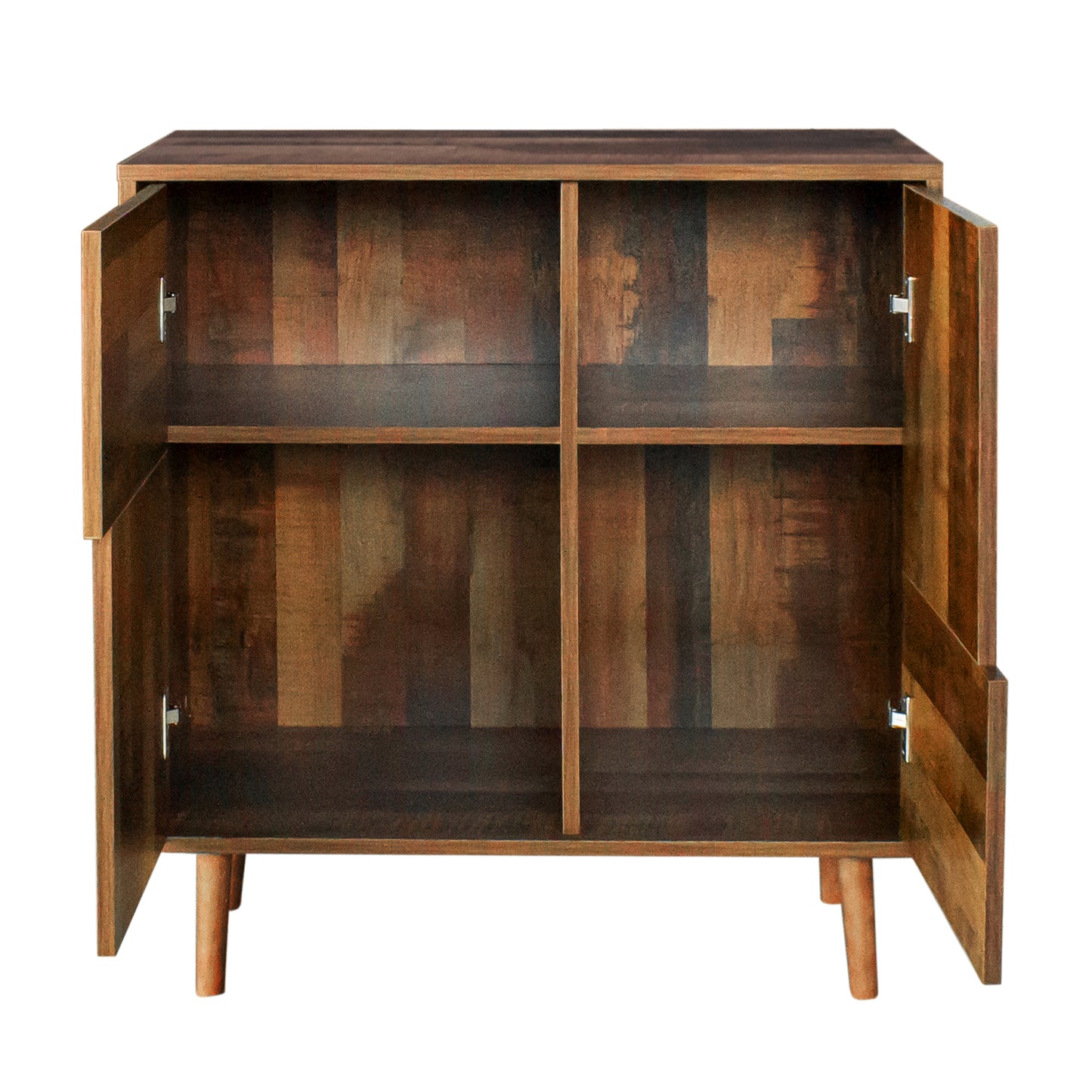 Kitchen Sideboard, Freestanding Storage Cabinet with Storage, Buffet Cabinet Server Cupboard, Floor Sideboard Cabinet with 2 Doors and 4 Cabinets for Living Room, Dining Room, Hallway, Walnut