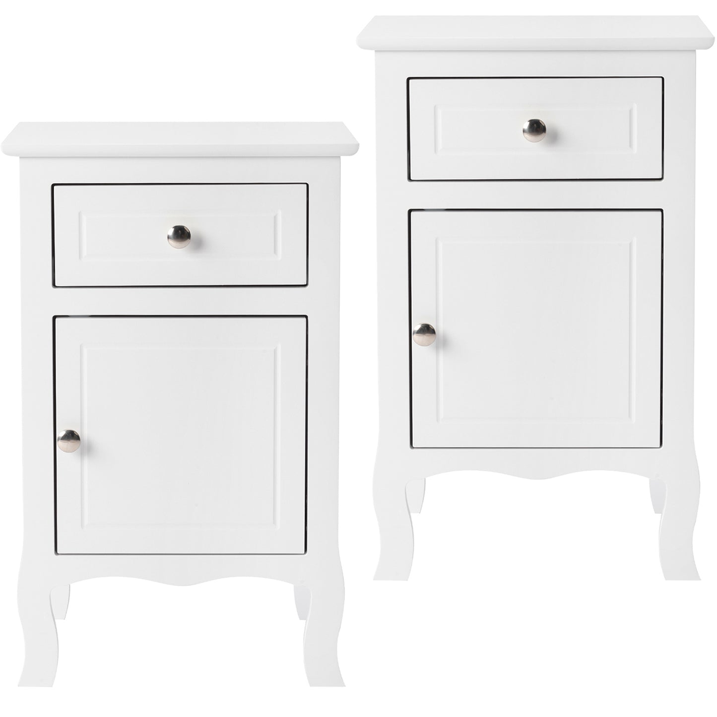 Set of 2 Nightstand Bedroom Bedside Table with Drawer and Cabinet Storage, Country Style Night End Table with Mental Handle, Suitable for Living Room Bedroom, Black