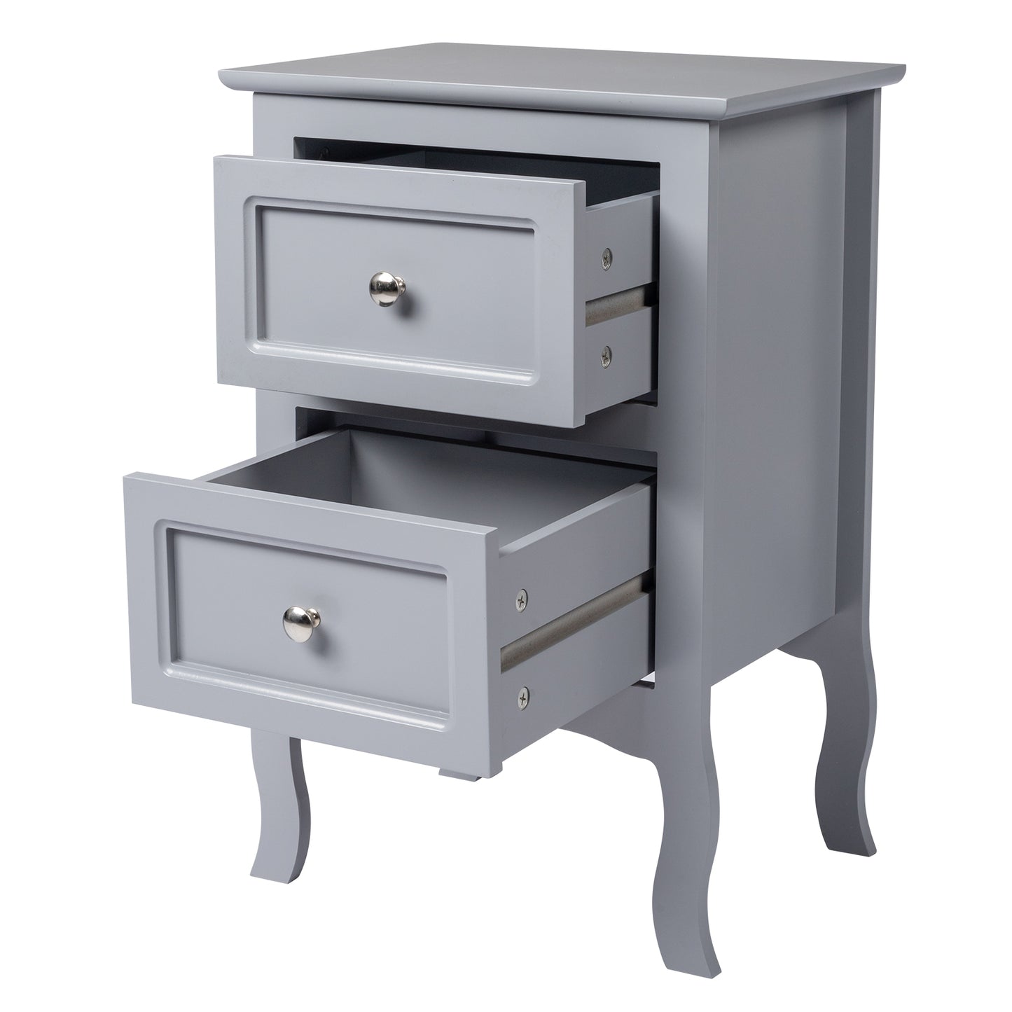 HSUNNS Set of 2 Nightstand Bedroom Bedside Table with Drawers Storage, Country Style Night End Table with Mental Handle, Suitable for Living Room Bedroom, Gray