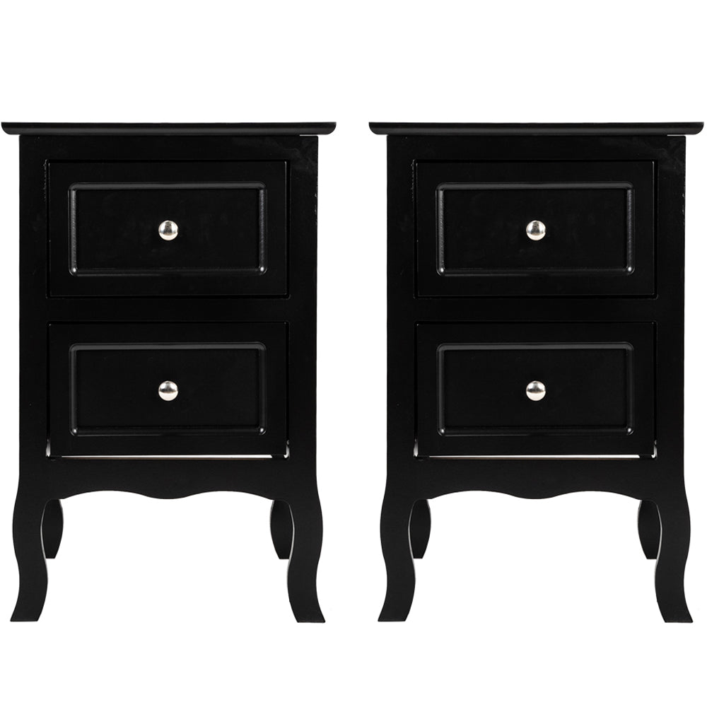 HSUNNS Set of 2 Nightstand Bedroom Bedside Table with Drawers Storage, Country Style Night End Table with Mental Handle, Suitable for Living Room Bedroom, Gray