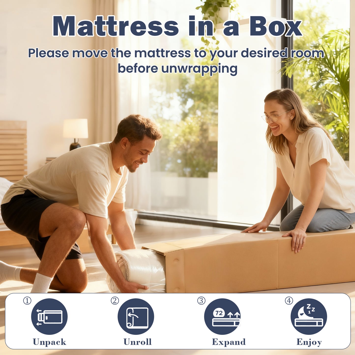 HSUNNS 10 Inch Queen Mattress, Medium Firm Hybrid Memory Foam Mattress with Breathable Fabric Cover, 7-Zone Cooling Support for Pressure Relief and Comfortable Sleep