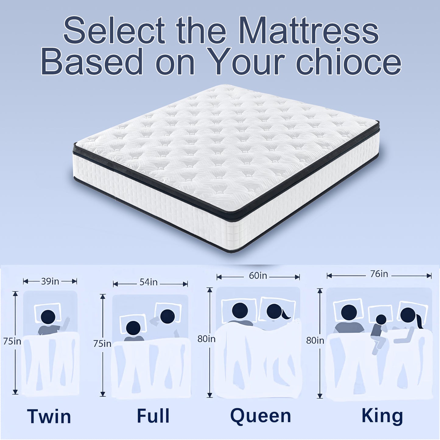 HSUNNS 10 Inch Queen Mattress, Medium Firm Hybrid Memory Foam Mattress with Breathable Fabric Cover, 7-Zone Cooling Support for Pressure Relief and Comfortable Sleep