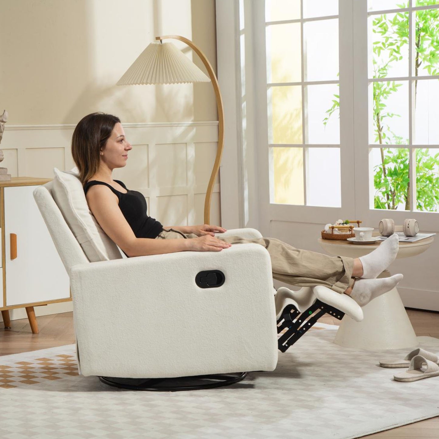 HSUNNS 360° Swivel Rocker Recliner for Adults, Small Rocking Recliner for Small Spaces, Nursery Glider Recliner, Rocking Chair , Manual Recliner Chair for Living Room, Bedroom