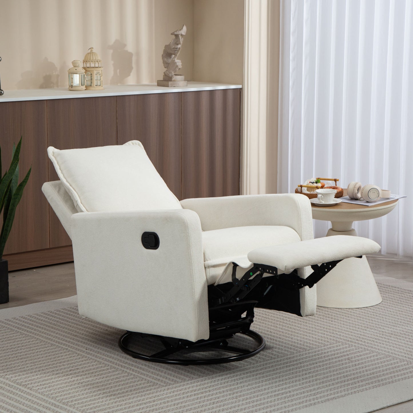 HSUNNS 360° Swivel Rocker Recliner for Adults, Small Rocking Recliner for Small Spaces, Nursery Glider Recliner, Rocking Chair , Manual Recliner Chair for Living Room, Bedroom