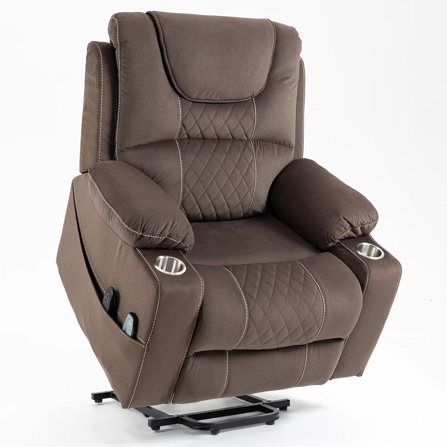 Heavy Duty Power Lift Recliner Chair for Elderly, Oversized Recliners Chair with Heater and Massage, Electric Recliner Chair for Living Room,400lbs Suitable for People Up to 6Ft (Brown Leather)