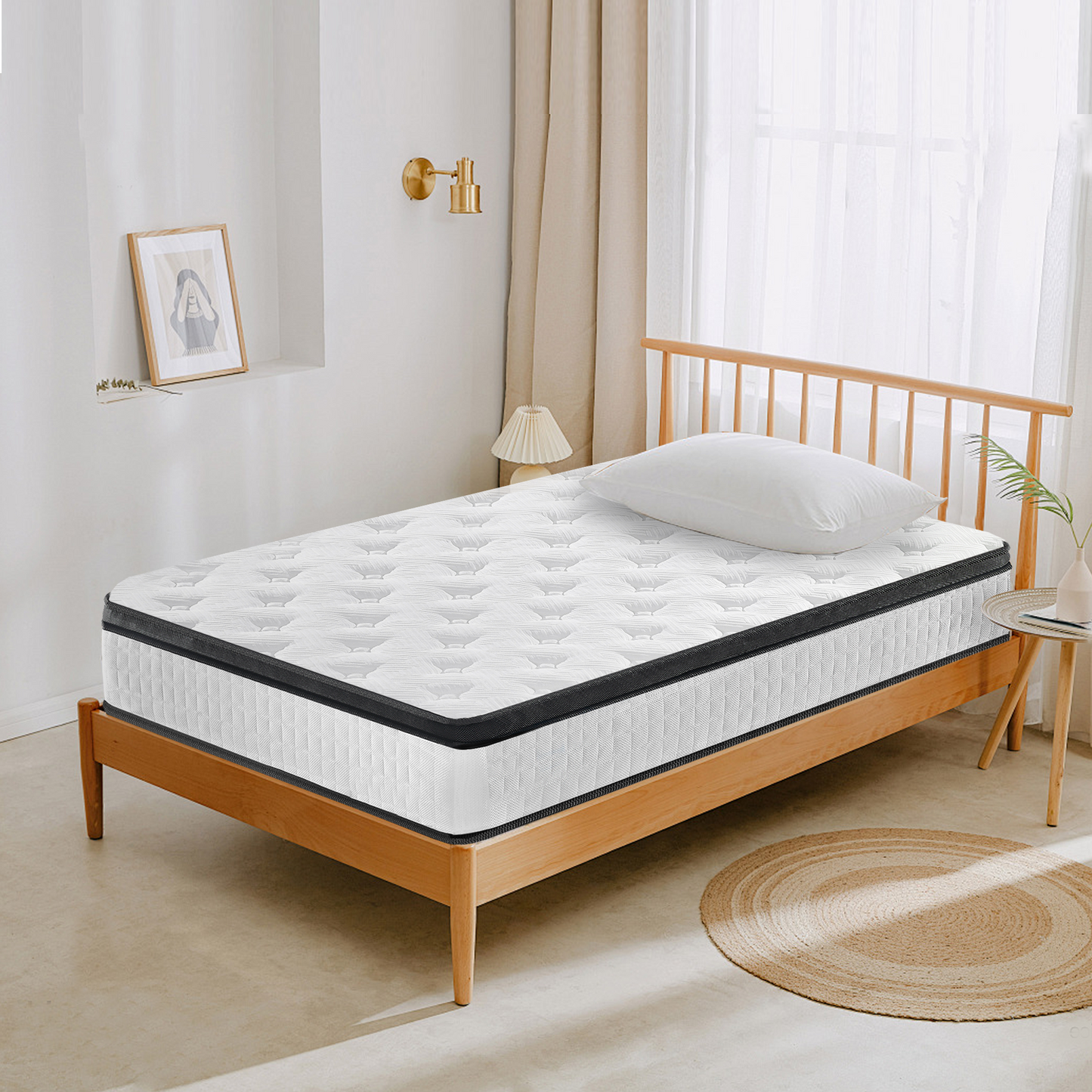 HSUNNS 12" Twin XL Size Hybrid Memory Foam Mattress with Breathable Fabric Cover, 7-Zoned Cool Memory Foam Mattress for Sleep Support and Pressure Relief, Medium Firm Twin XL Mattress