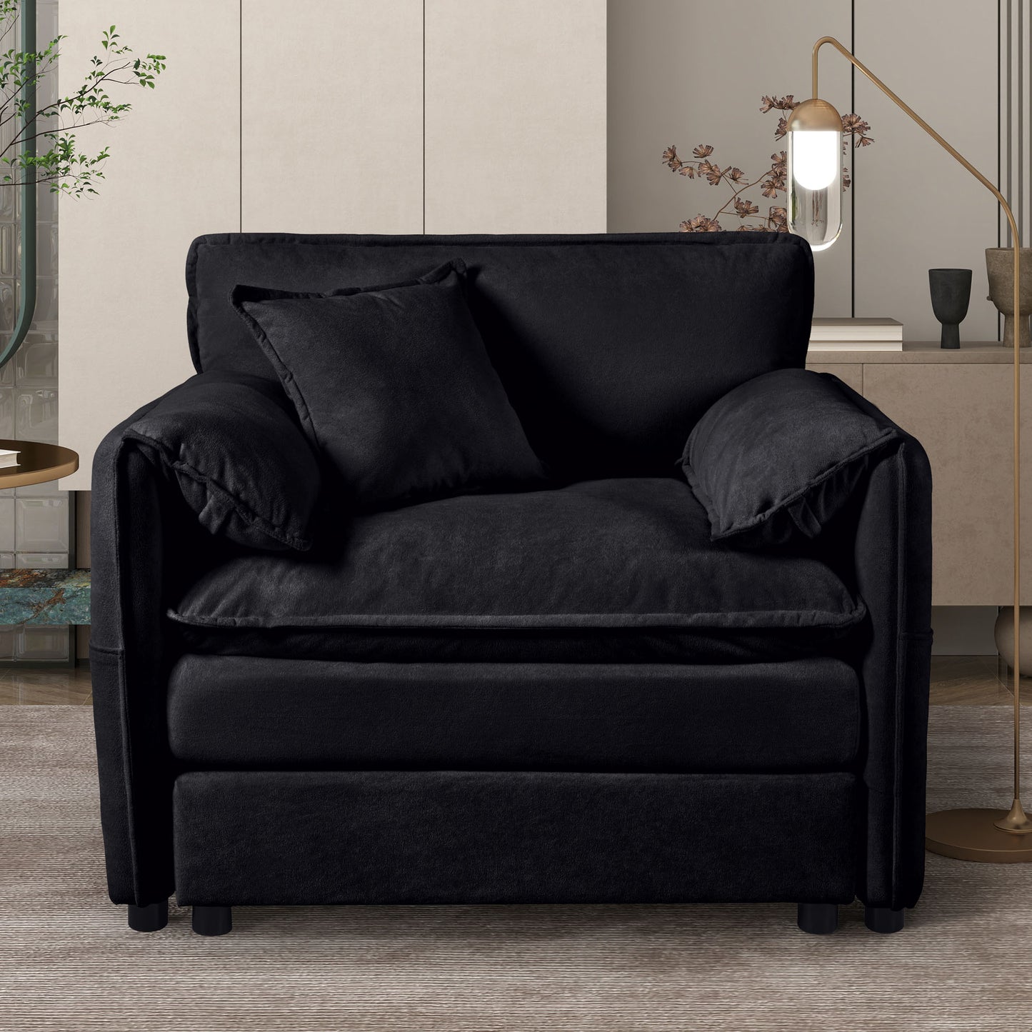 HSUNNS Chenille Oversized Sofa Chair, 35.43" Wide Accent Chairs for Living Room & Bedroom Modern Lounge Chair, Upholstered Mid-Century Reading Chair, Comfy Living Room Chair, Single Armchair