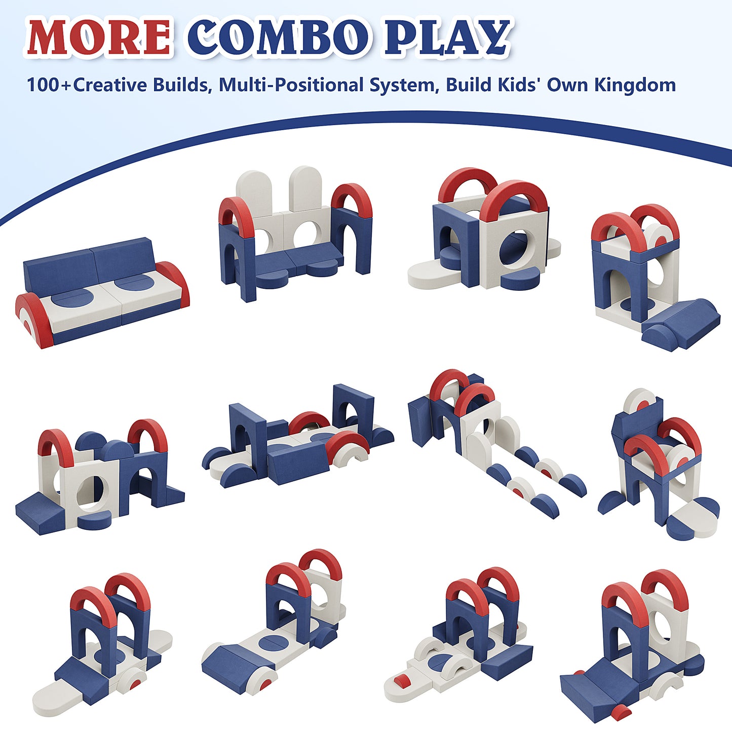 18PCS Modular Kids Play Couch, HSUNNS Velvet Kids' Sofa with Removable Cover, Convenient Storage, DIY Creativing Modular Kids Sofa for Playroom, Bedroom, CPC Certification, Sectional Sofa for 3-10